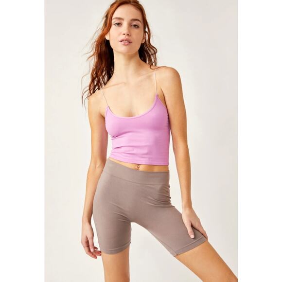 NWT Free People Skinny Strap Seamless Brami in Color Crocus/Mauve Pink Size M/L - Picture 3 of 5